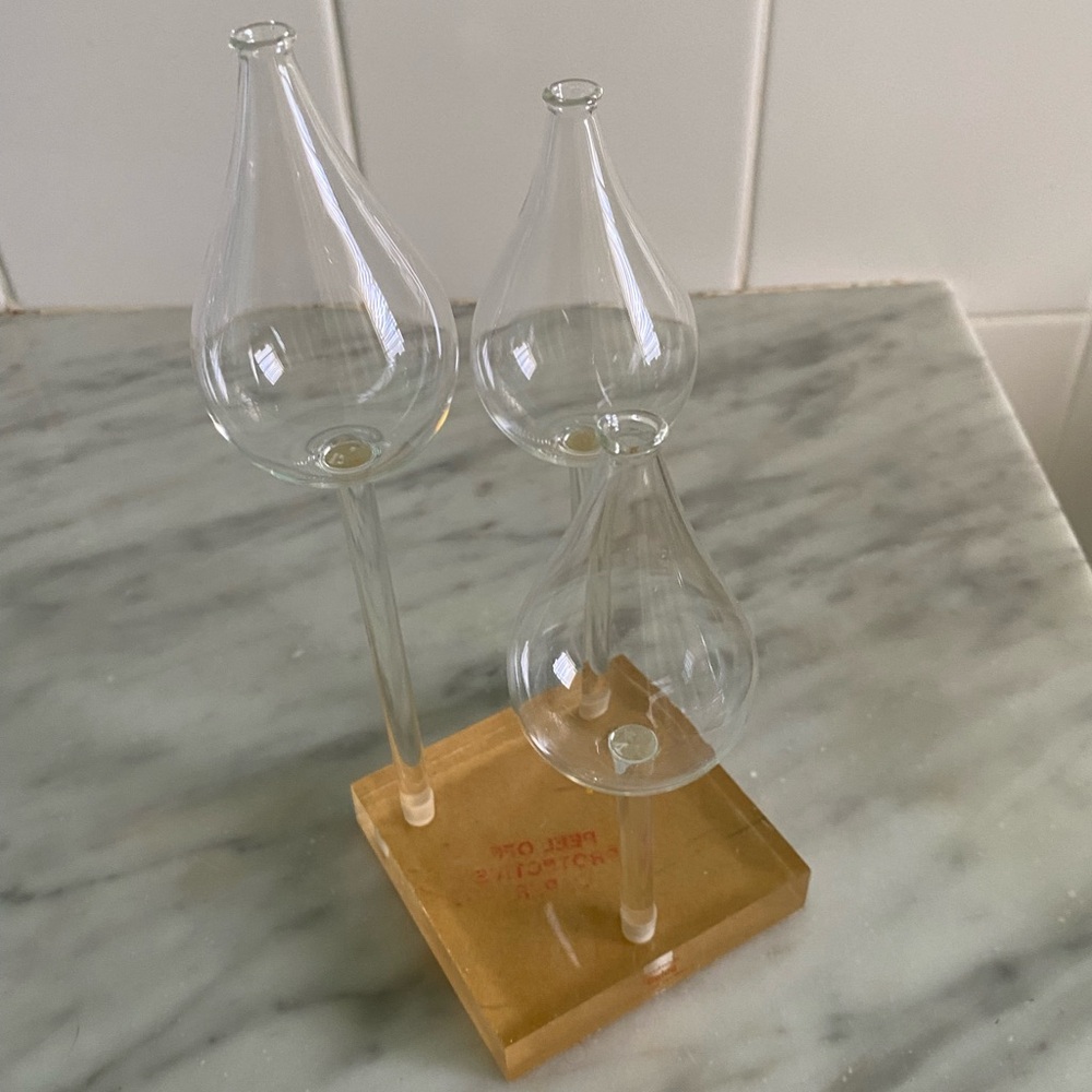 Handblown Tulip Oil Lamps on Lucite